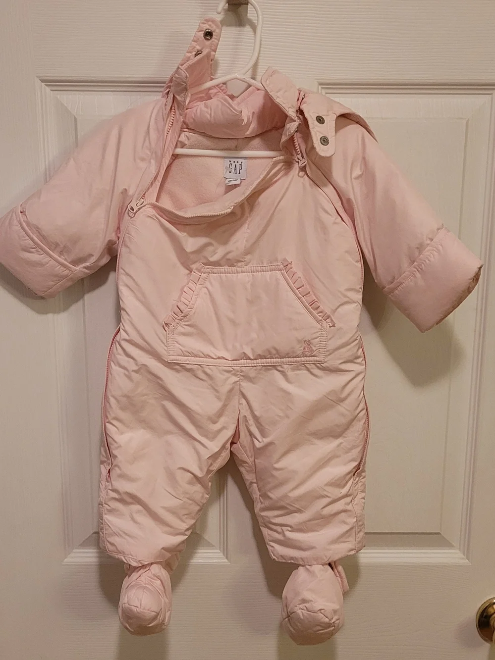 GAP Baby Pale Pink Padded Snowsuit, Up To 3 Months
